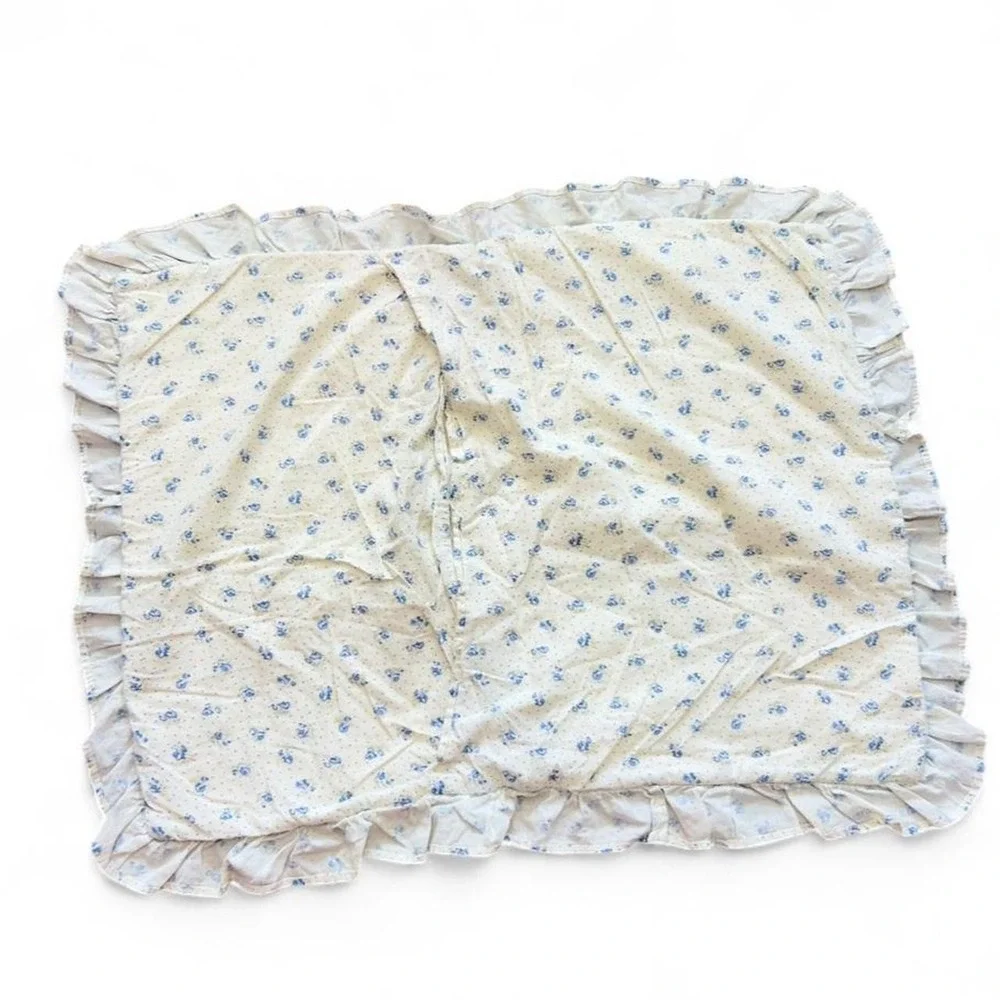 Patchwork Quilted Floral Pillowcase Ruffle Edges Whimsy Cottagecore